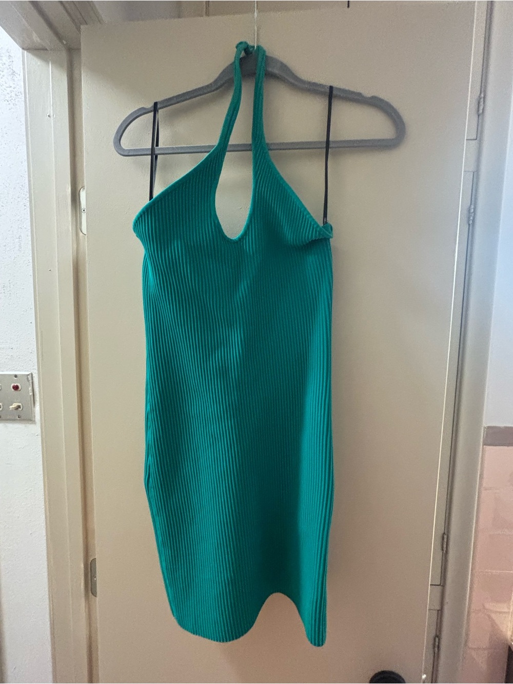 Forever 21 Teal Halter Ribbed Mini Dress